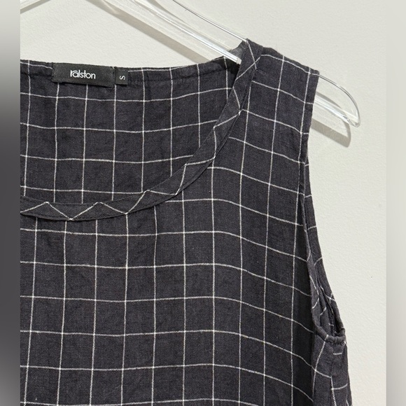 RALSTON Linen Plaid Asymmetrical Tunic Top Size Small - Picture 6 of 8